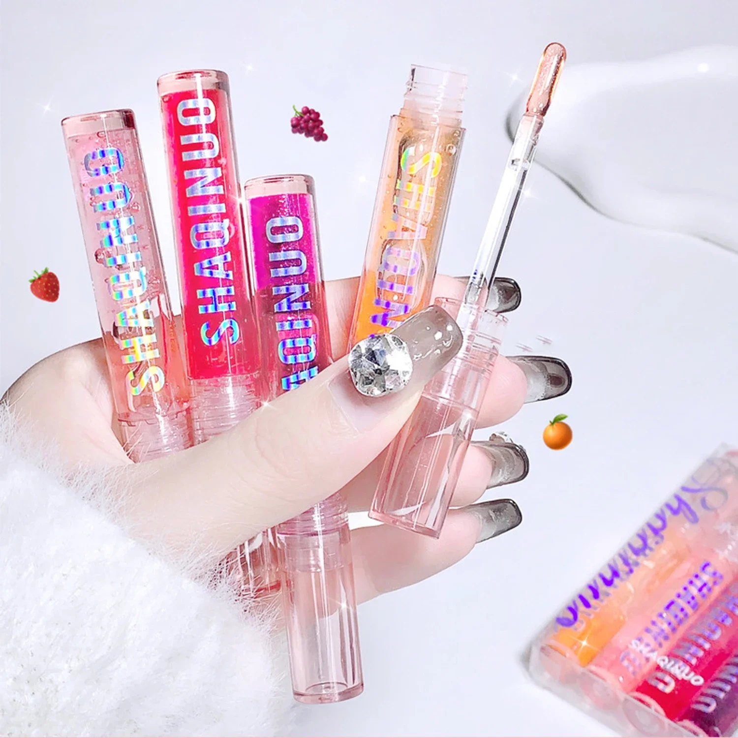 4 Stks/set Transparante Jelly Lipgloss Water Licht Hydraterende Glazen Lip Olie Niet Gemakkelijk Te Plakken Cup Verhelderende Lippenstift Set Box