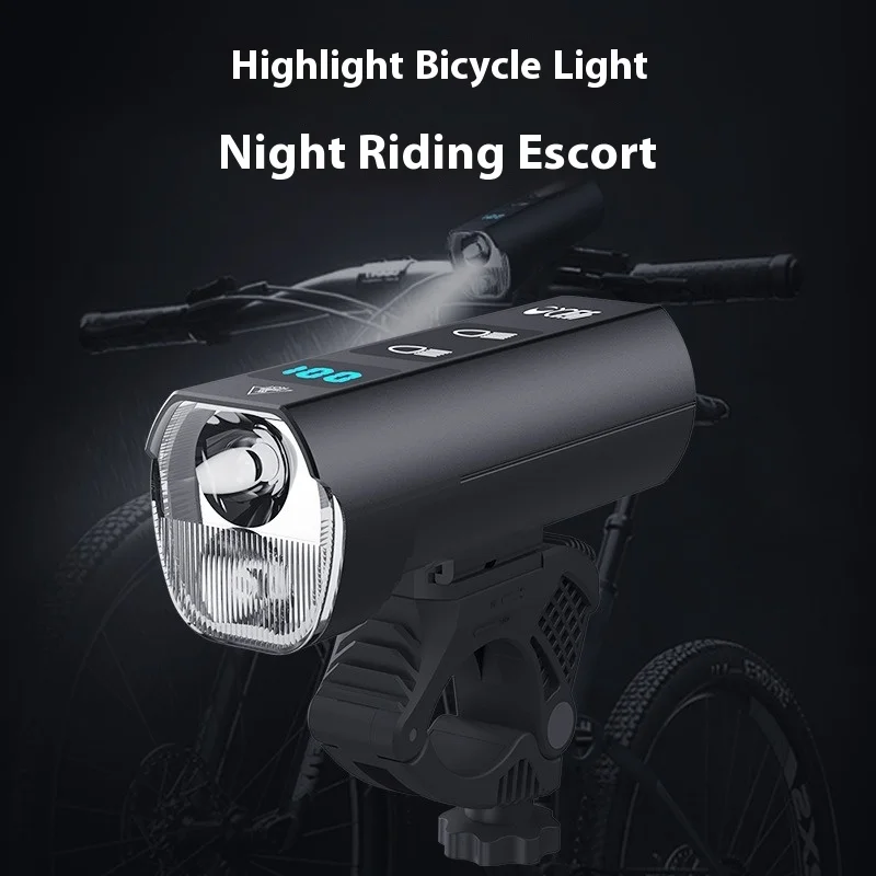 

Bicycle headlight bright waterproof mountain bike light Type-c charging smart electric display
