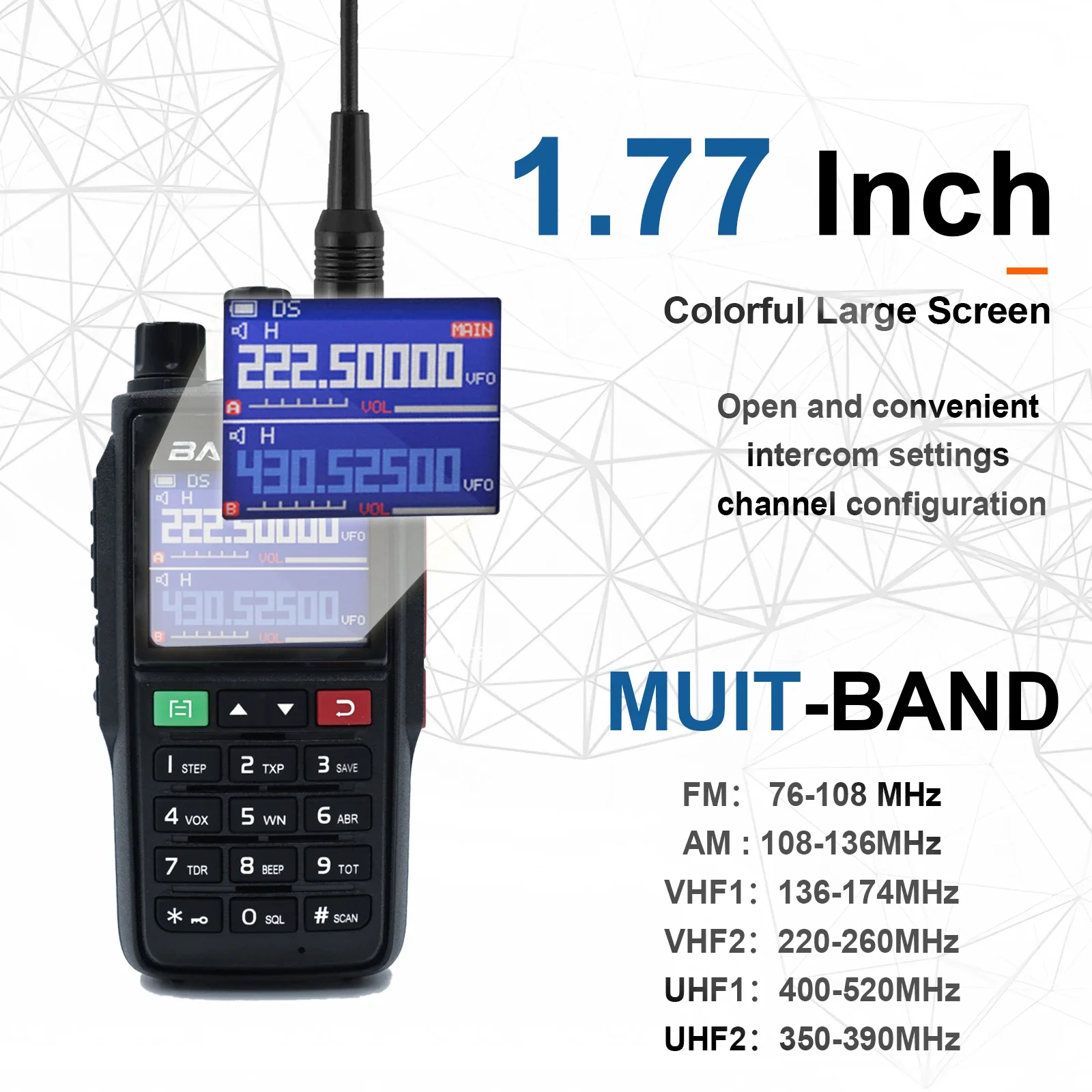 Baofeng Walkie Talkie de Longo Alcance, USB Tipo-C, Alta Capacidade, Rádio de 2 Vias, NOAA, 999CH FM, Loja Oficial, UV-22