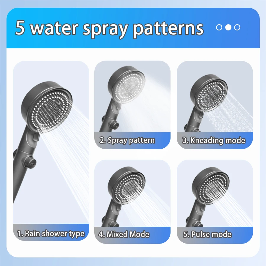 5 Modes Shower Head High Pressure Showerhead One-Key Stop Water Shower Head Bathroom Accessories Watering can showers to bathe