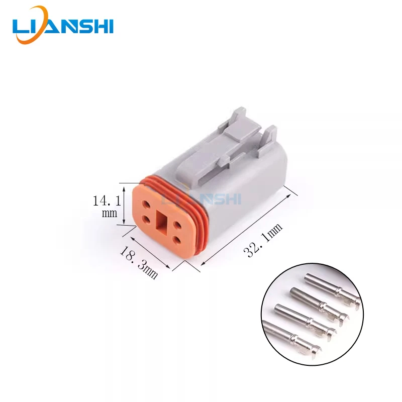 DT06-4S waterproof connector for vehicle circuit board pin end wire harness sheath PCB male and female straight pins DT15-4PA
