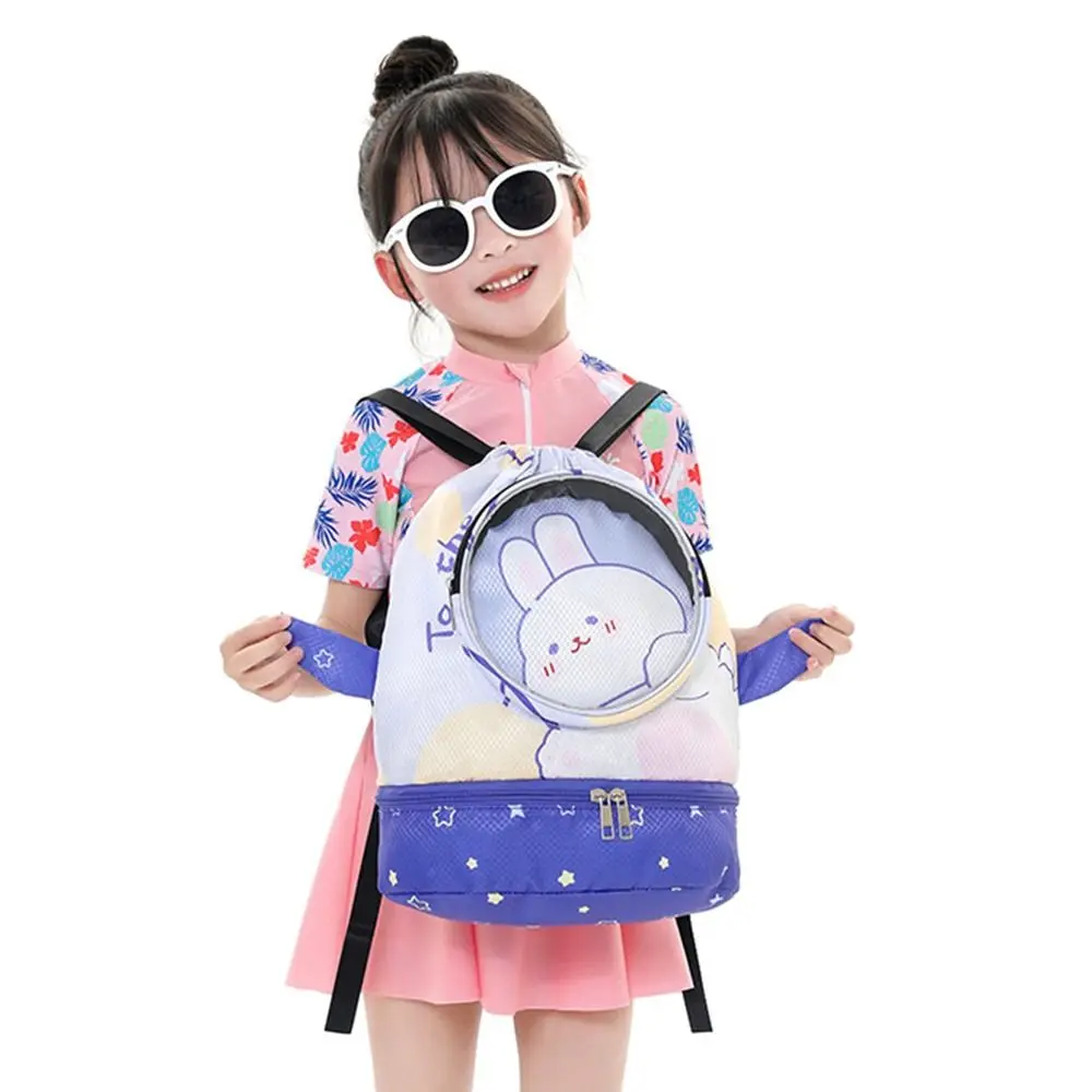 Dry Wet Separation Kids Drawstring Beach Bag Waterproof Adjustable For Sport Swimming Travel Fitness Beach Swim Bag For Kids