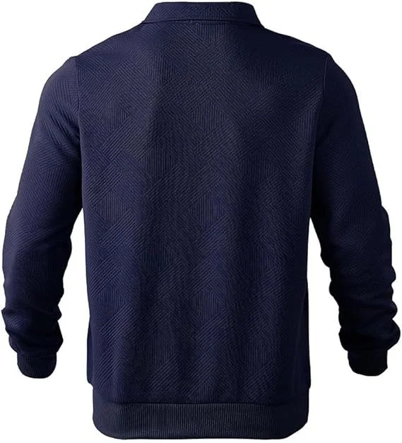 Herren Viertelreißverschluss Strickpullover Polokragen Langarm Pullover Lässiger Einfarbiger Leichter Jumper Frühling Herbst – Detail 8