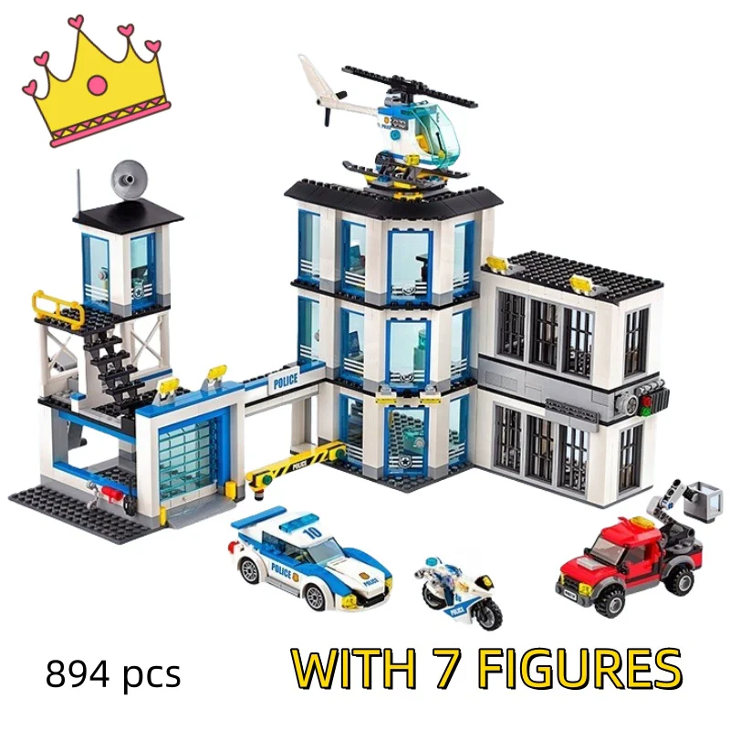 

894 pcs City Series Police Station Building Blocks Fit 60141 Set Home Decor Model MOC Assemble Bricks Toys For Kids Gifts
