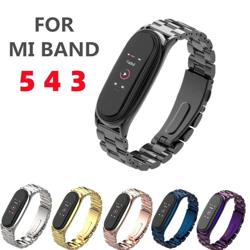 Mijobs Metal Strap Plus for Xiaomi Mi Band 5 4 3 Bracelet Screwless Steel Wrist Band for MiBand 5 4 3 Xiomi Bracelet