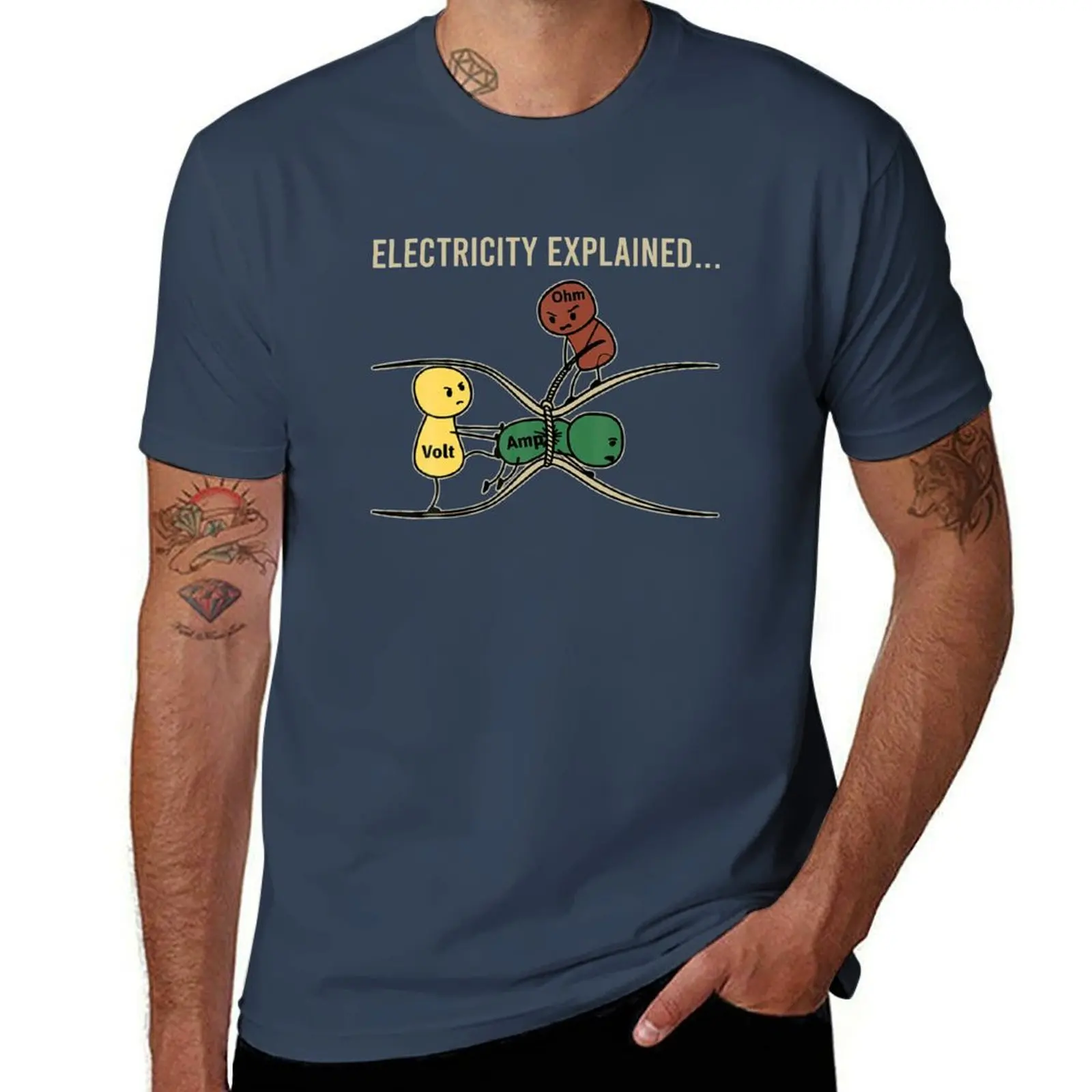 Funny Electricity Explained T-Shirt g man t shirts for men t shirt custom print man t shirt cotton high quality T-Shirt