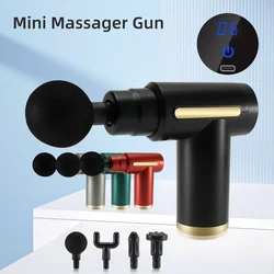 Portable Fascial Massage Gun Electric Percussion Pistol Massager Body Relaxation With LED Touch Screen 4Replaceable Massage Head