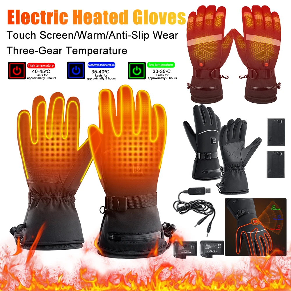 

Electric Heated Gloves Motorcycle Moto Heated Gloves Snowboarding Ski Gloves Waterproof Touchscreen Hand Warmer For Motorcycle