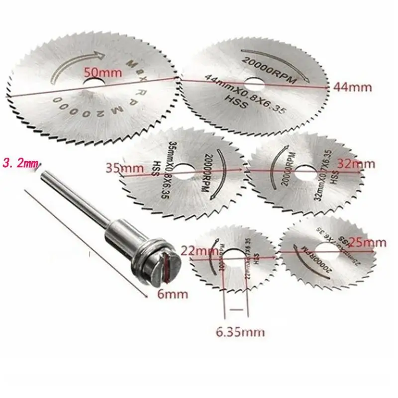 Aço de alta velocidade Mini Saw Blades com Mandris, Dremel Fordom Rotary Tool, 1, 8 "Shank, Drill Warehouse