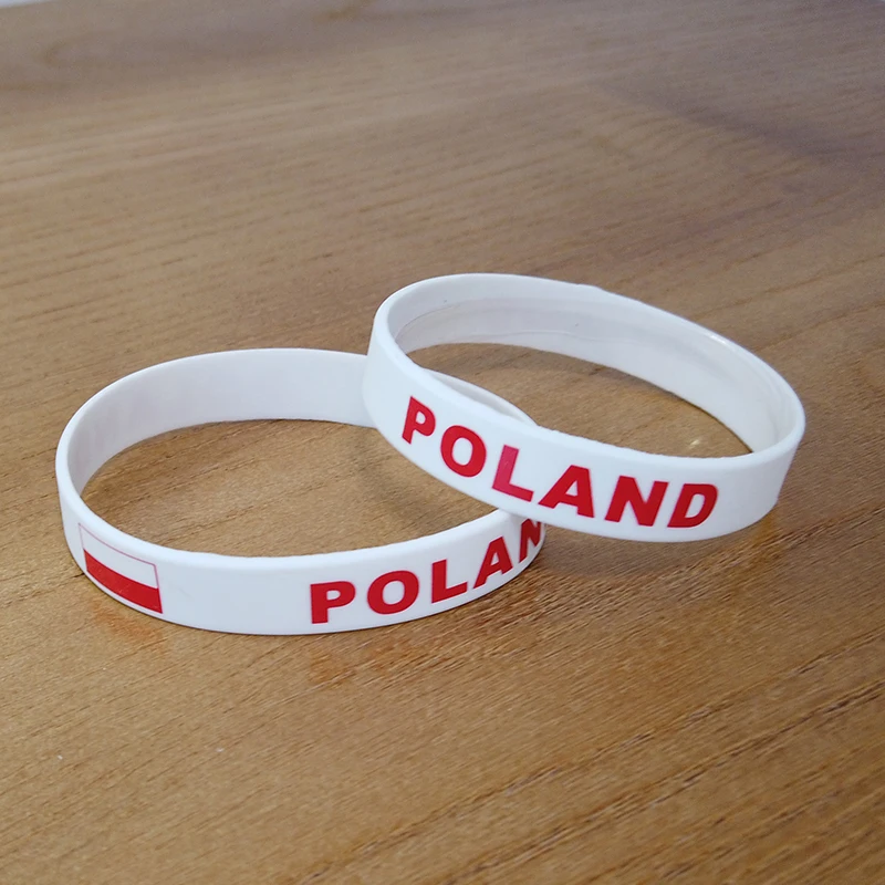 2pcs Poland National Flag Wristbands Sports Silicone Bracelet Men Women Rubber Band Patriotic Commemorative Fashion Accessory