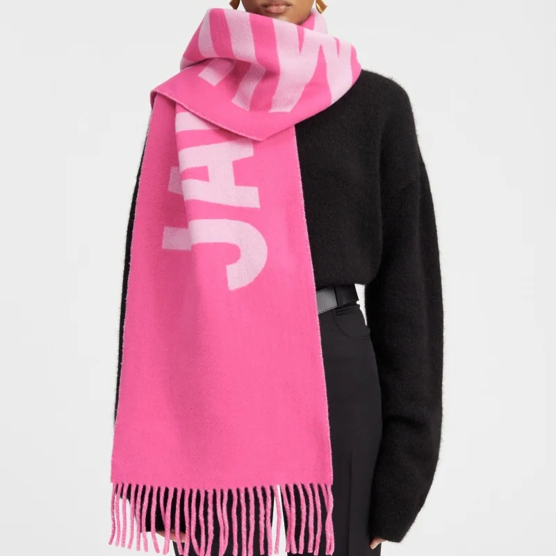 25 Autumn/Winter New Wool Scarf Letter Jacquard Tassel Shawl Unisex Scarf