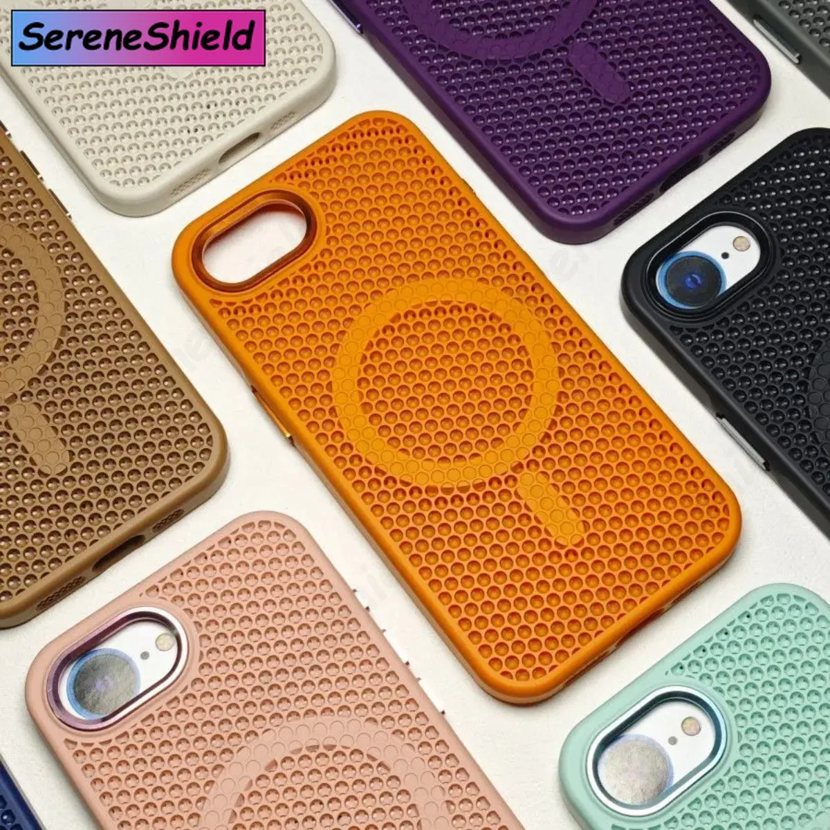 

For iPhone17E 16E 15 14 13 12 Case New Heat Dissipation Honeycomb Hollow Breathable PC Cover For iPhone Wireless Charging Funda