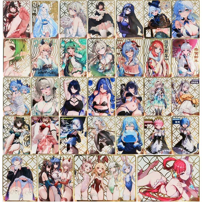 Anime Goddess Story carte da collezione in metallo fai da te Ganyu Furina Rem Ram Uta Nahida Kamisato Ayaka natale regalo di compleanno gioco giocattoli