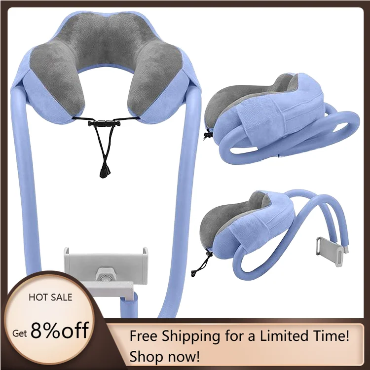 

Car Headrest Neck Pillow Lumbar Cushion Yacht Suede Cooling Cloud Cotton U Shaped Flexible Hands Free Neck Phone Stand Gooseneck