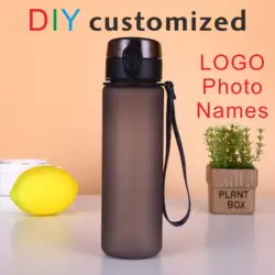 DIY 600ML Sport Bottle LOGO Name Customized Print Summer Plastic Cup Water Container Outdoor Travel Easy Take PP Full Safety