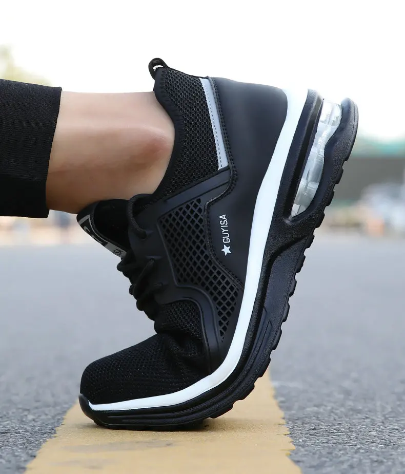 Breathable Men Work Safety Shoes Steel Toe Cap Air Cushion Working Boots Construction Indestructible Work Sneakers Men Shoes