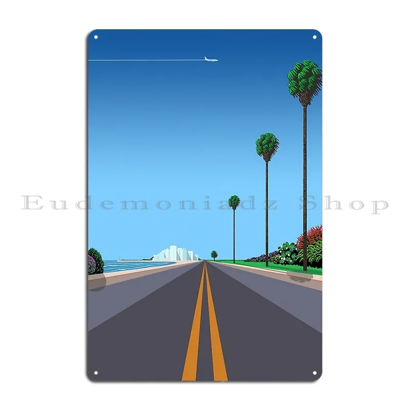 Florida Usa City Pop Art Hiroshi Nagai Style Poster Retrowave Vaporwave Poster Metal Sign Club Character Tin Sign Poster