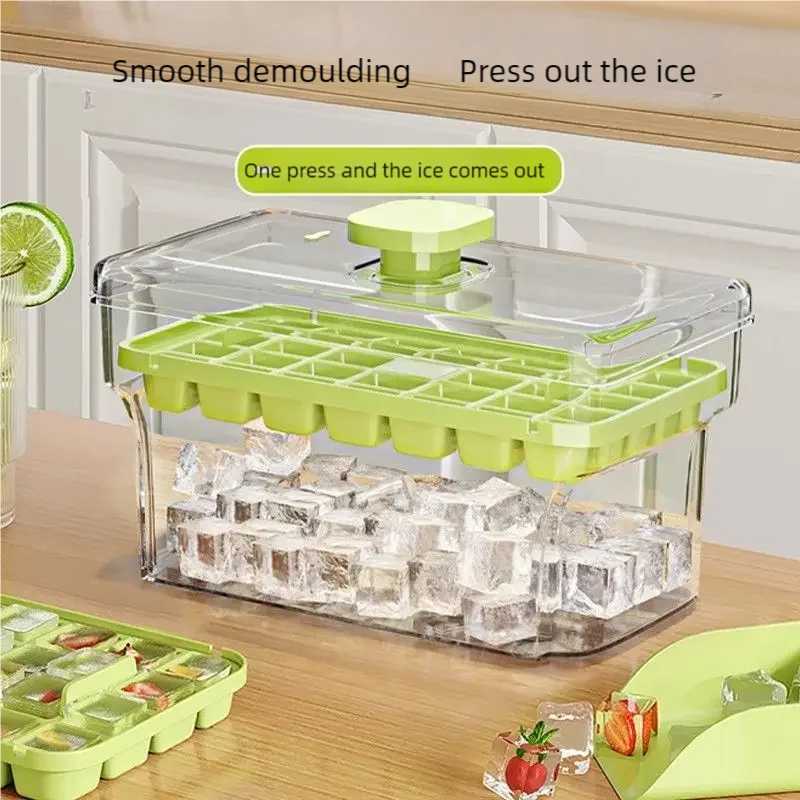 Ice Box New Creative One-button Press-type Easy Release High-color Ice Box Household Food-grade Ice Storage Mold