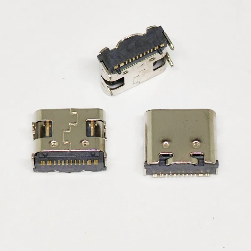 10Pcs USB 3.1 Type C 16Pin Female SMT Socket Charging Port Dock Connector Support four-pin Through PCB board Hole