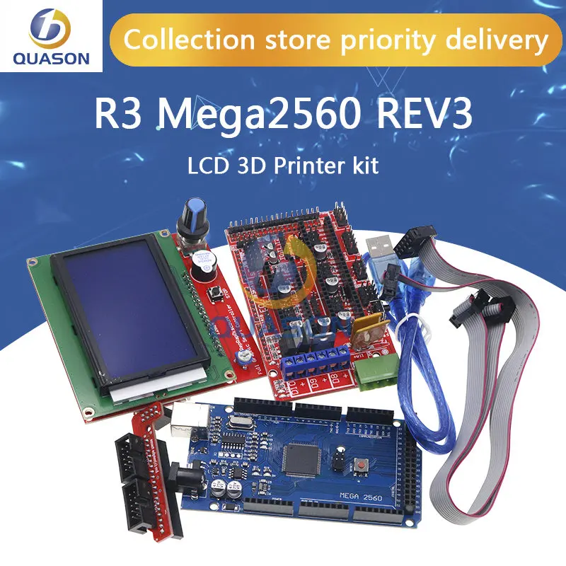 Mega 2560 R3 Mega2560 REV3 + 1Pcs Ramps 1.4 Controller + RAMPS1.4 Lcd 12864 Lcd Voor 3D Printer Kit reprap Mendelprusa