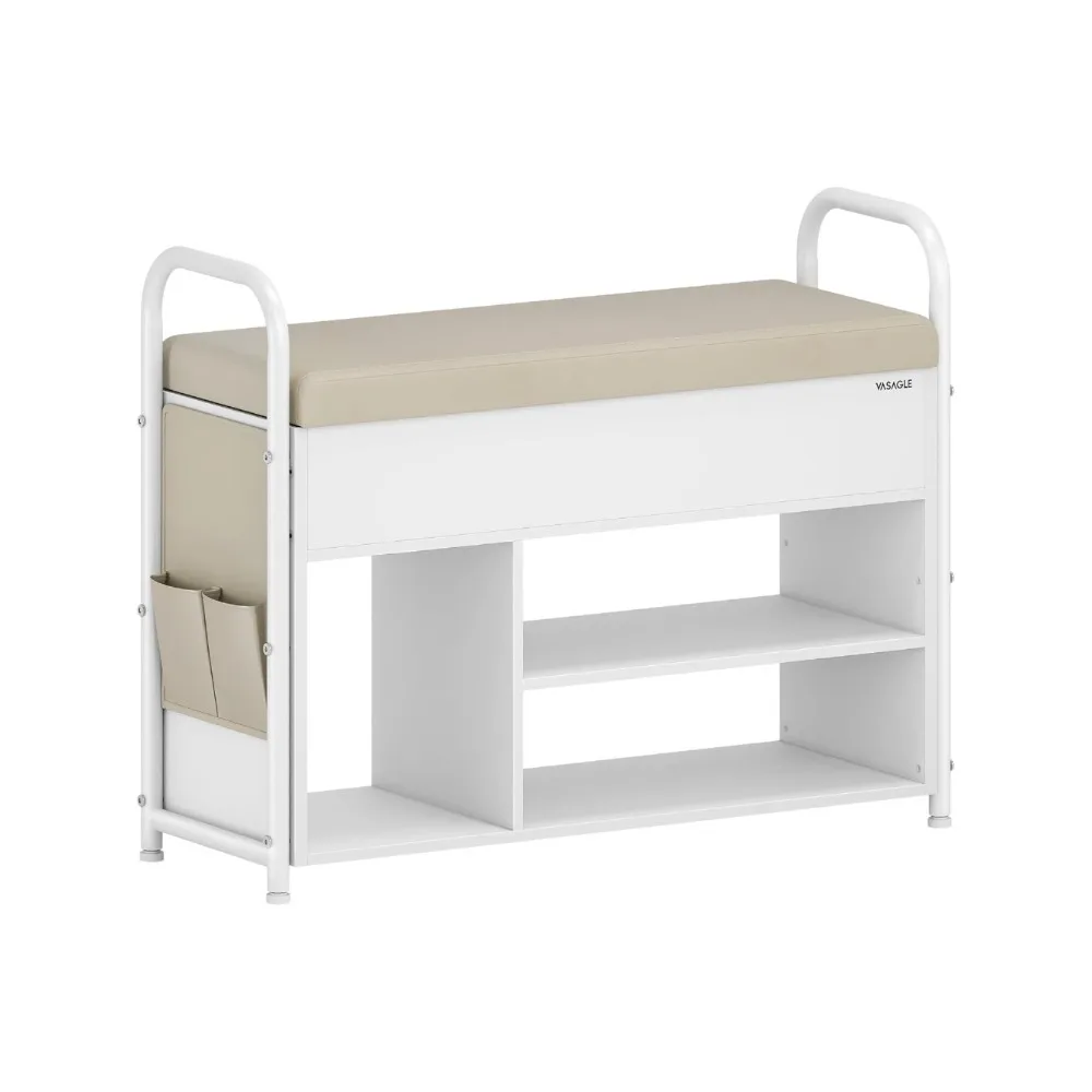 

Shoe Bench, Shoe Rack, Entryway Furniture, Inner Storage Under The Lid, PU Pockets, Convenient Handles, for Entryway