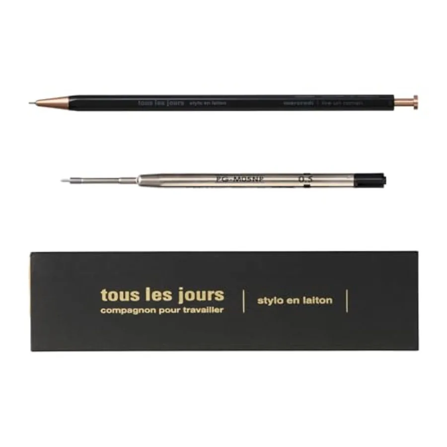 

Tous Les Jours Brass Ballpoint Pen 0.5mm Retractable Gel Ink Refill Included Hexagonal Brass Design For Everyday Writing Work a