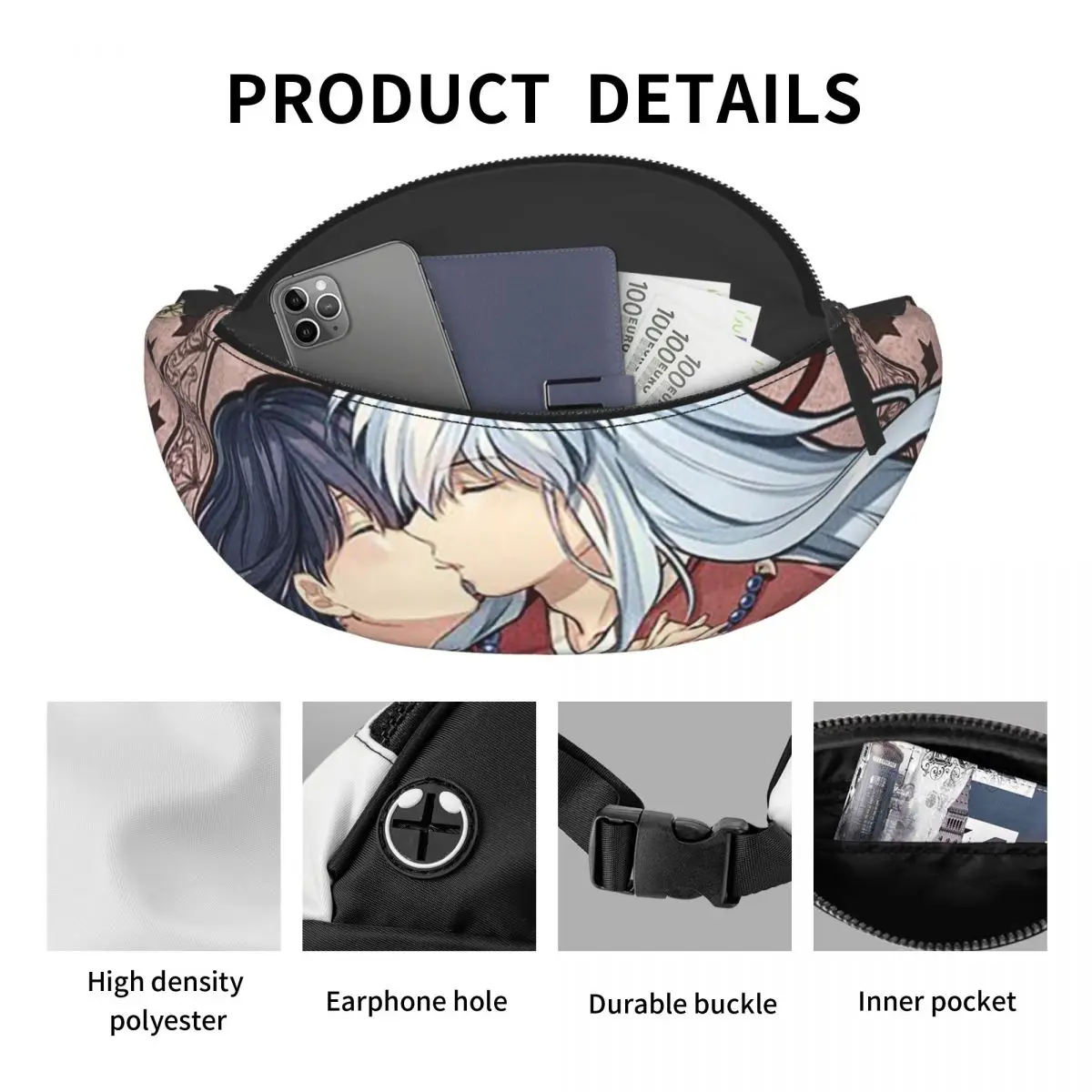 Crossbody Waist Bag Manga Kimono Inuyasha Sesshomaru Men Women Fanny Pack Traveling Running Money Phone Pouch view 4
