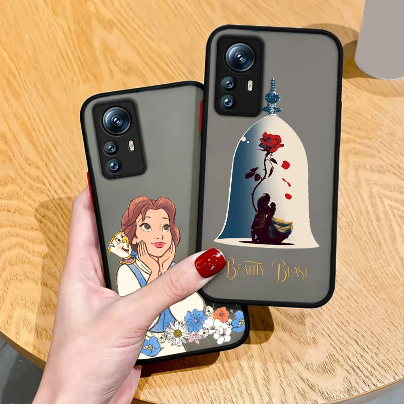 Beauty And Beast Princess Phone Case For Redmi Note 13 12 11 10 Pro Plus Pro S T 5G Matte Frosted Translucent Cover