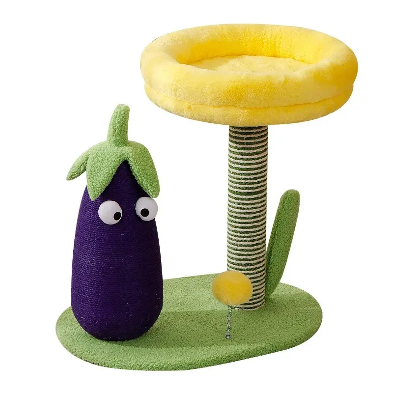 

Sisal cat climbing frame wear-resistant chip-free vertical scraper wooden teaser toy scratching rod