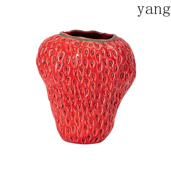 Yjq home decoration ceramic vase simulation large strawberry living room desk handmade glass vase