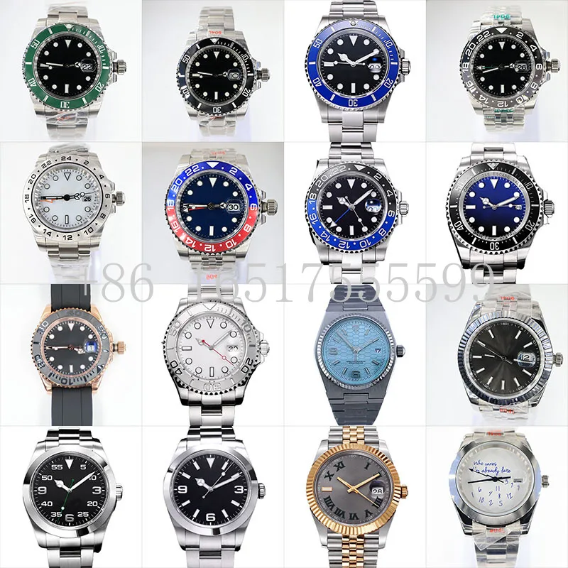 ساعة حركة أوتوماتيكية من الفولاذ المقاوم للصدأ 904L للرجال مصنوعة بإلهام رولكس