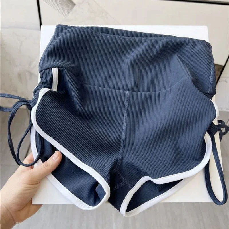Sexy Sports Shorts for Women Summer New High Waist Contrast Patchwork Drawstring Y2K Hot Pants Casual Fashion Women Clothing