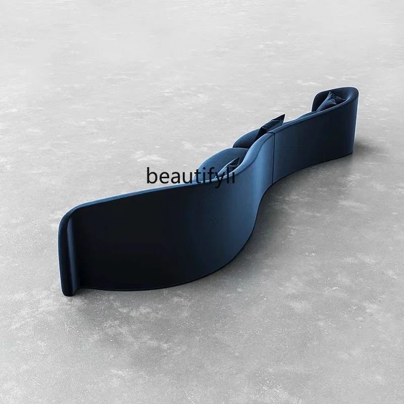 Y48 Italian minimalist curved light luxury sofa designer three-person fabric straight row sofa