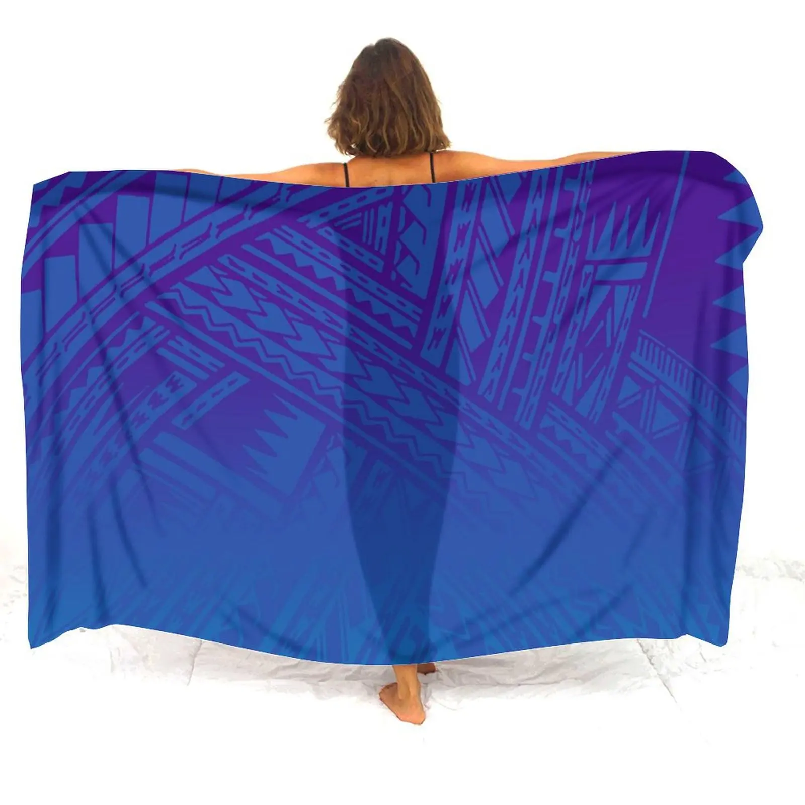 Tax Included Summer Beach Sarong, Women'S Sarong Shawl Windproof Shawl Polynesian Style Printed Sarong Scarf Customizable