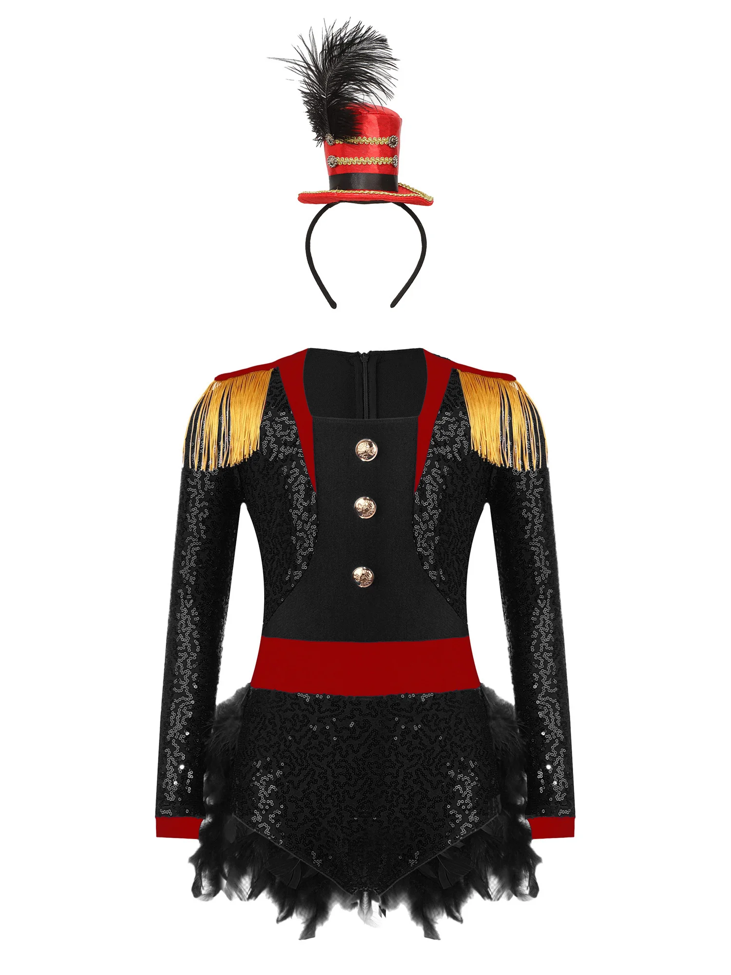 

Kids Unisex Marching Band Outfit Fringe Jumpsuit with Sequin Hat Drummer Costume for Circus Themed Party Halloween Dress Up