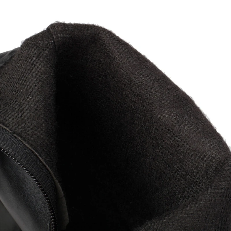 ORCHALISA الحلو لطيف حذاء من الجلد جولة تو 5 سنتيمتر كعب انقطاع اللؤلؤ حجم 46 47 48 US16 US17 طالب أسود أبيض #4