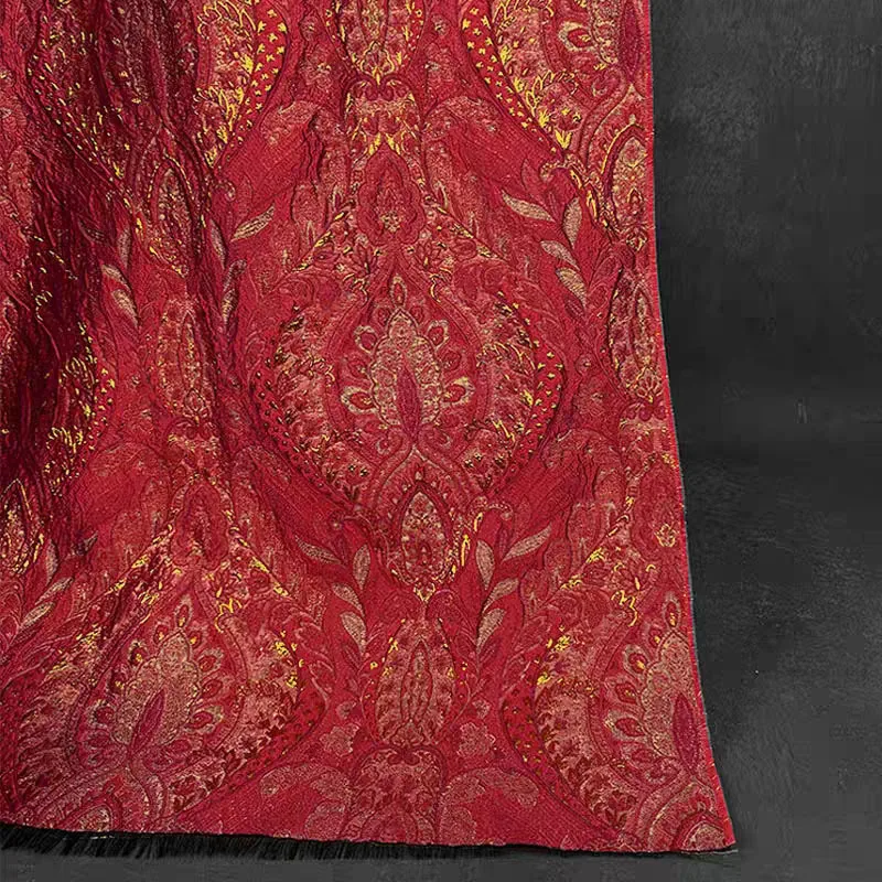 Schitterende paleisstijl Gouden Zijde gemengde stof Jacquard Brokaat textuur reliëf jacquard stof DIY jurk, jas - afbeelding 1
