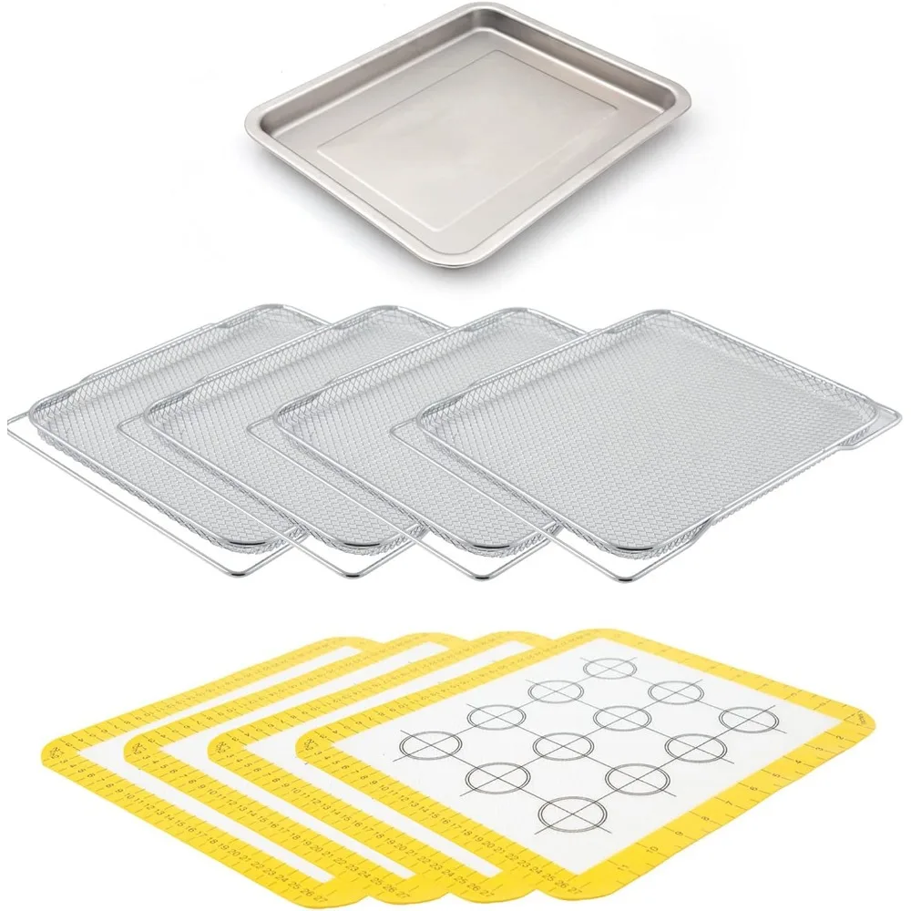 

9-Piece Ultimate Baking Kit with Silicone Mats, Stainless Steel Racks & Roasting Tray for Air Fryer Ovens