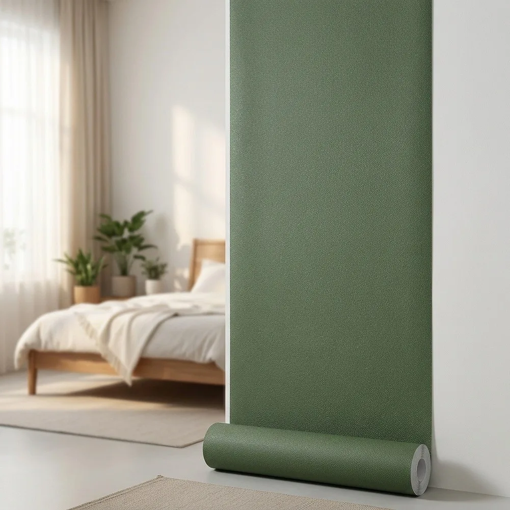 For Bedrooms Mold-Resistant Wallpaper Matcha Green Wallpaper 40*300cm Modern Aesthetic for versatile Use Chic Backdrop