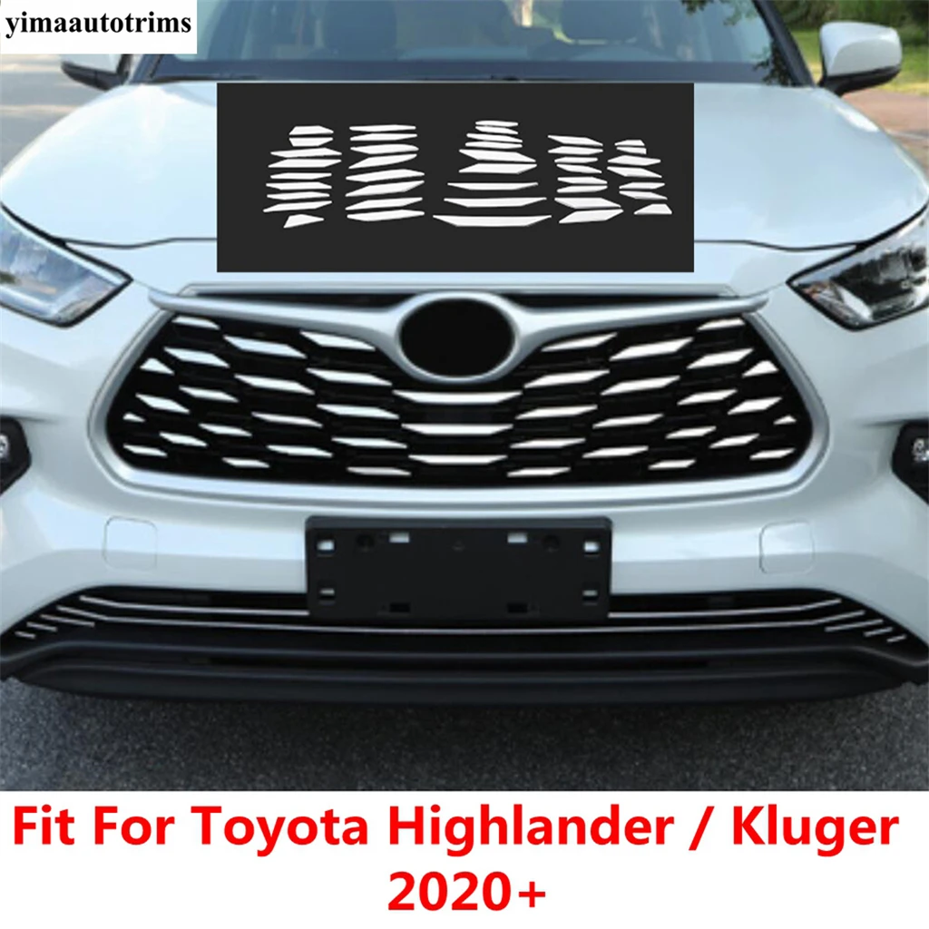 

Front Grille Net Sequin Decoration Cover Trim For Toyota Highlander / Kluger 2020 - 2024 Stainless Steel Accessories Exterior