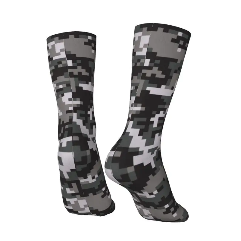 Harajuku Black And Gray Digital Military Camouflage Socks Women Men Warm 3D Printed Army Camo Football Sports Socks