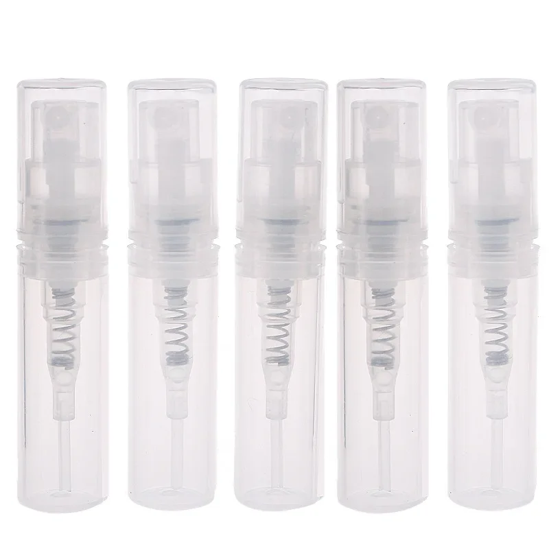 50/100/200pcs 2ML Transparent Plastic Spray Bottle Small Cosmetic Packing Atomizer Perfume Bottle Refillable Spray Container