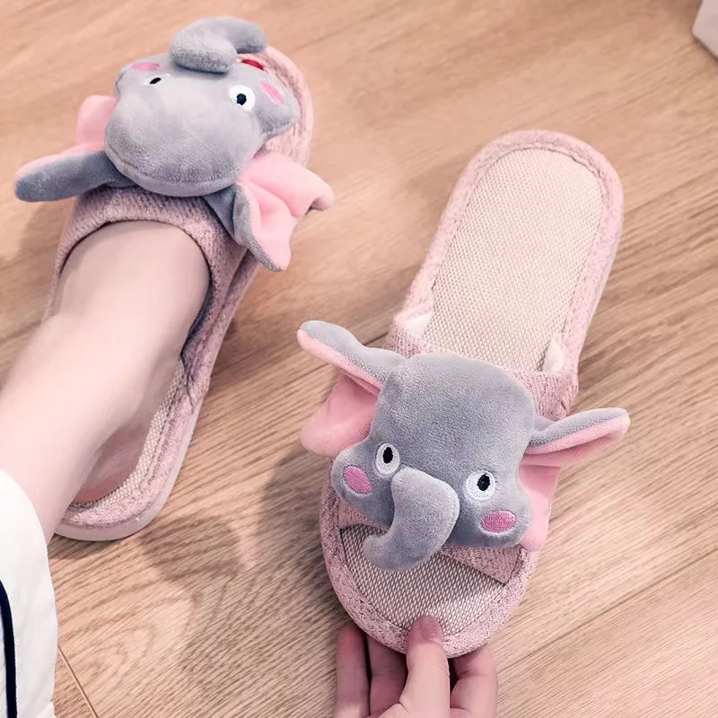 2024 New Donald Duck Dumbo Women's plus size real photo Outwear Home Couples Flying Elephant Feeling women warm cutton Slippers