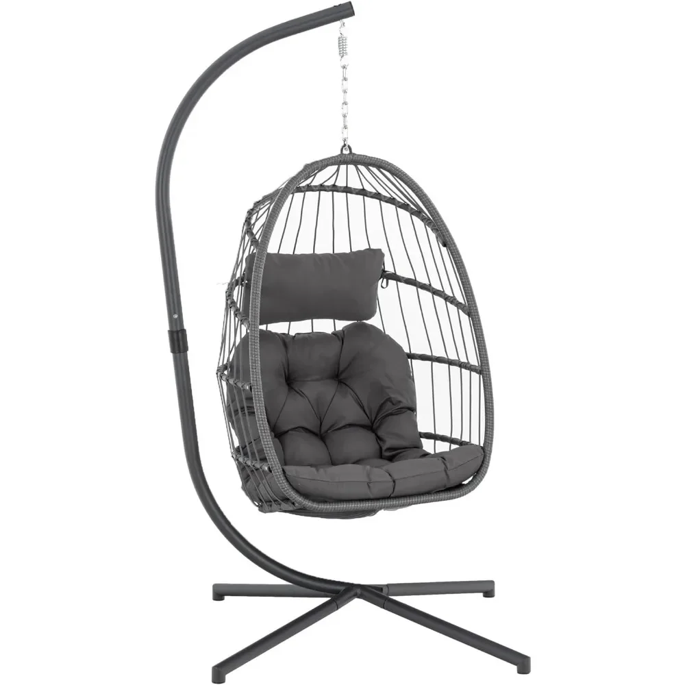 

Indoor Outdoor Egg Hanging Chair with Stand, Patio Wicker Swing Egg Chair Indoor Swinging Chair Outdoor Hammock