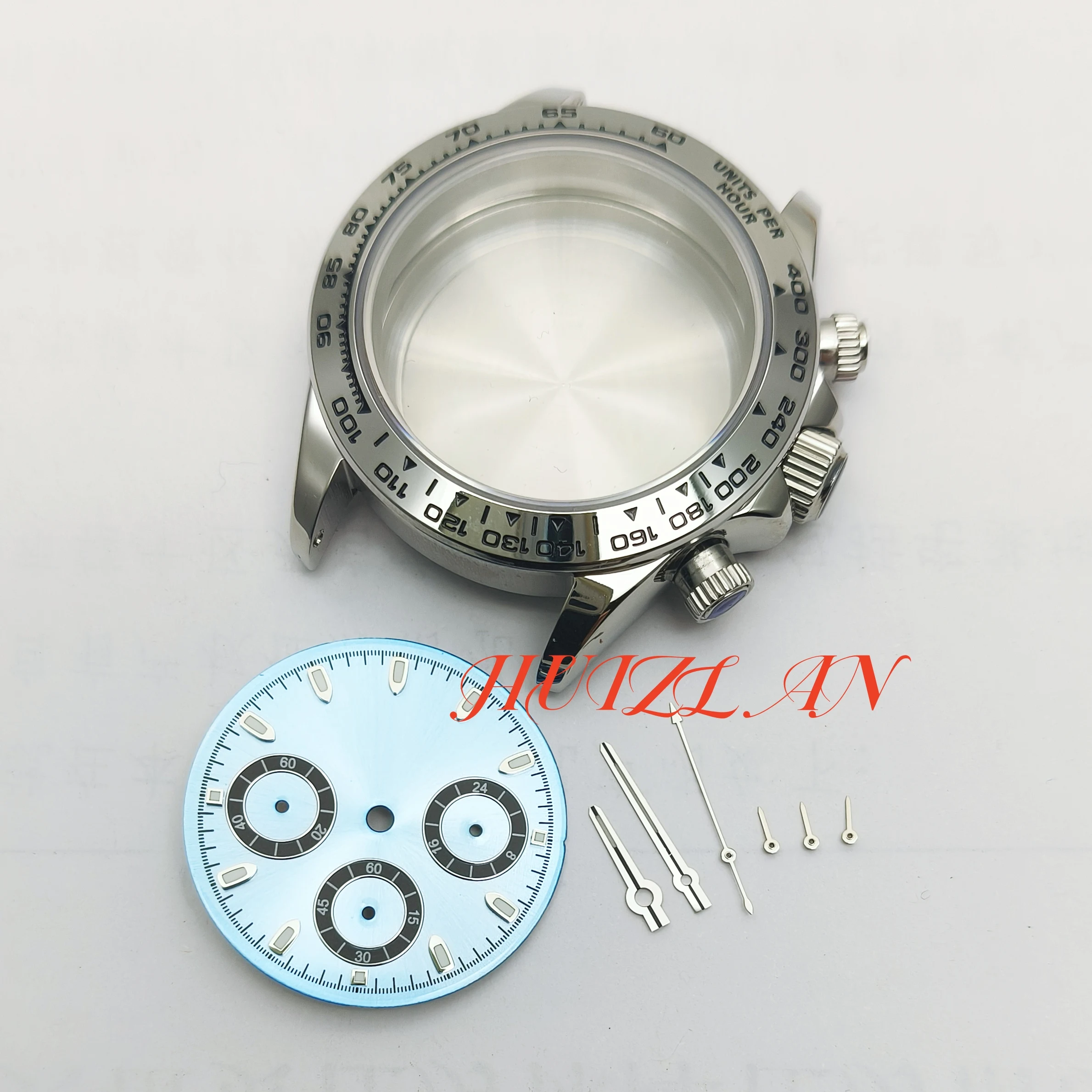 New 40MM Watch Case Fit vk63 Quartz Movement Stainless Steel