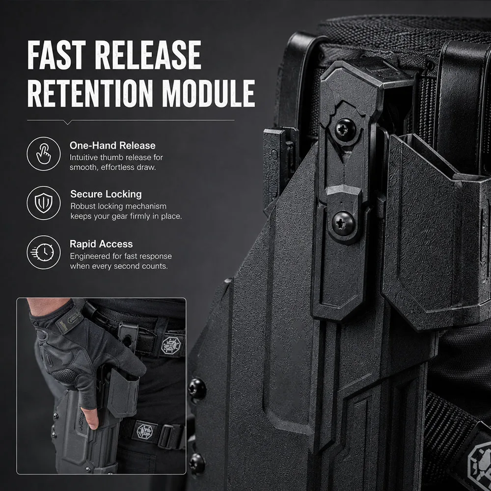 Tactical Quick Release Drop Leg Holster Double Lock Modular Pistol Holster with Tactical Light Bearing for 92 92G Glock 17 19