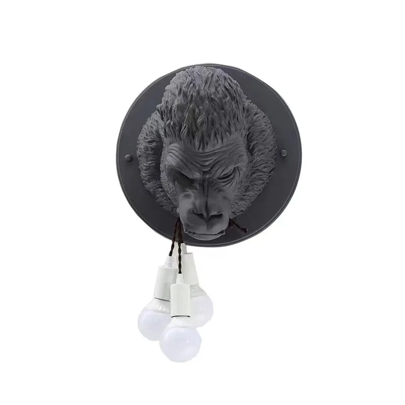 Animal head wall lamp study bedroom corridor coffee shop zoo gorilla biting line wall lamp