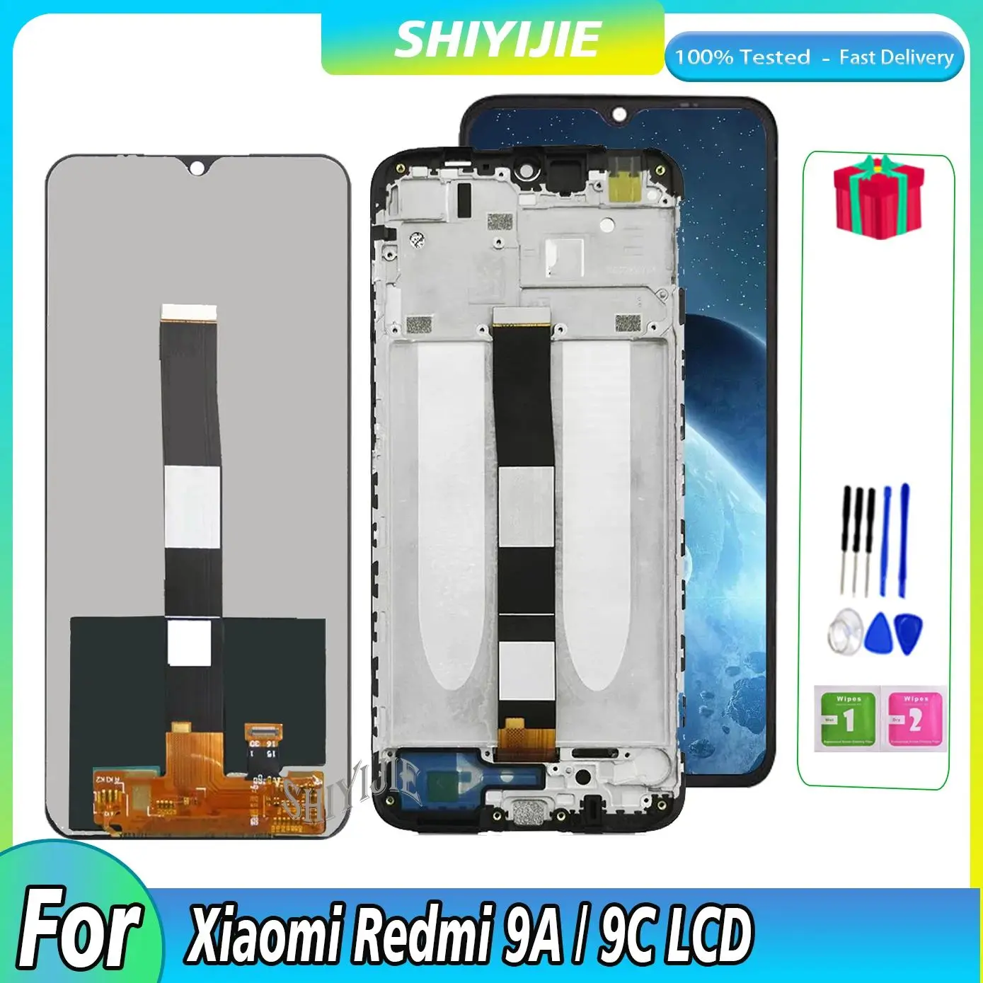 100% Display For Xiaomi Redmi 9A / 9C LCD M2006C3LG M2006C3MG For Redmi 9A 9C with 10 Touch Points LCD Screen Repair