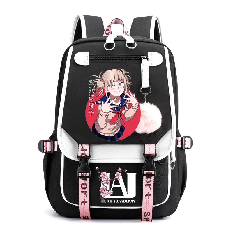 Anime Anti-theft Usb Bookbag My Hero Academia Toga Himiko Kawaii School Bags Teenager Students Travel Bag Canvas Backpack Women