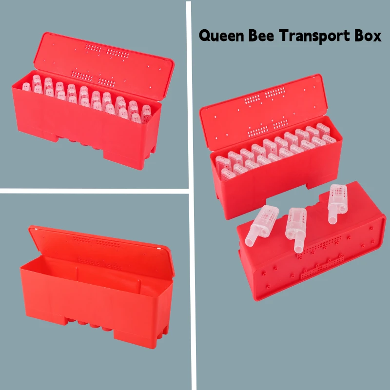 

Beekeeping Transportation Cage New style Bee Cage Transparent Red Plastic King Cage Queen Rearing Prisoner King Cage Escape Box